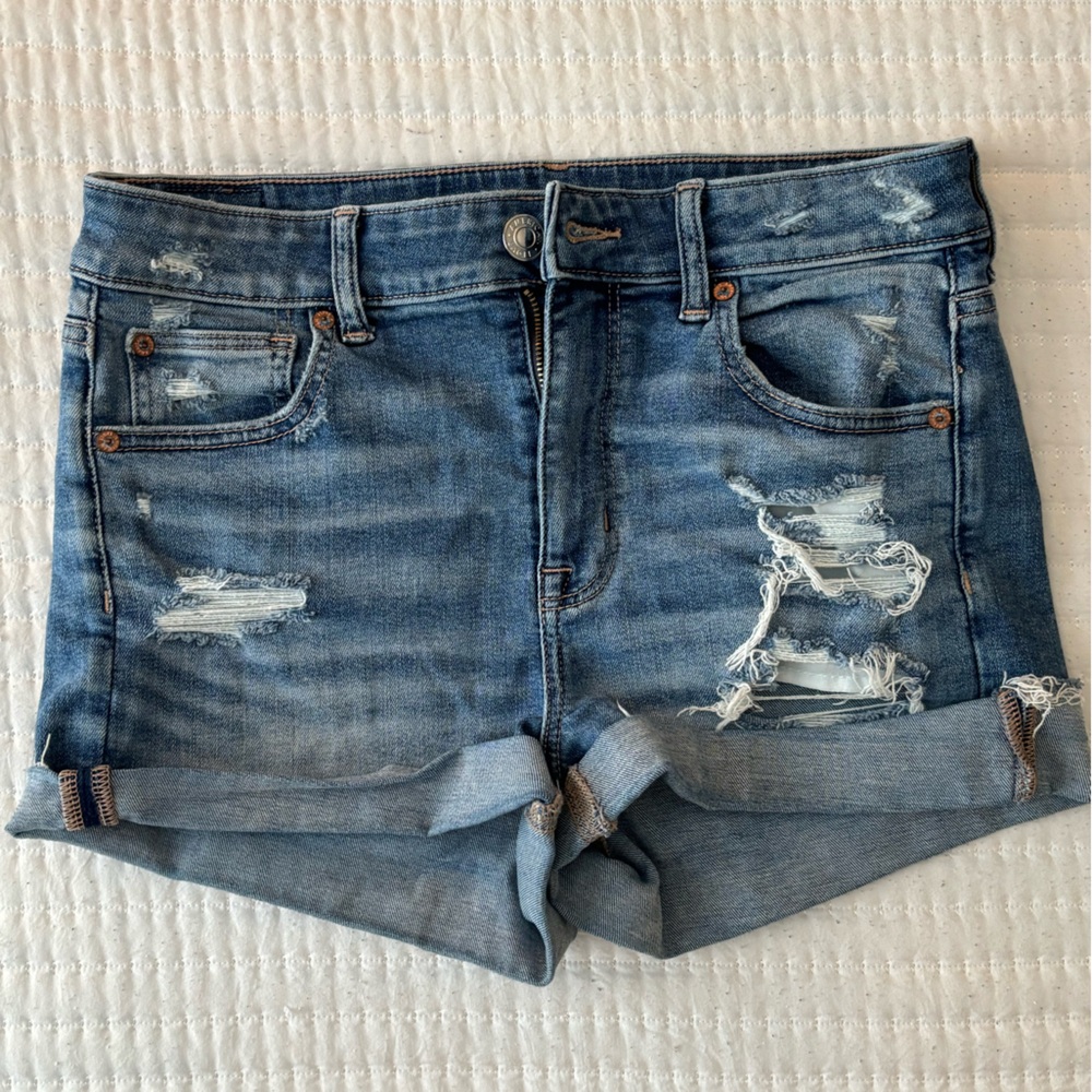American Eagle Outfitters “Hi-Rise Shorty” Denim Shorts